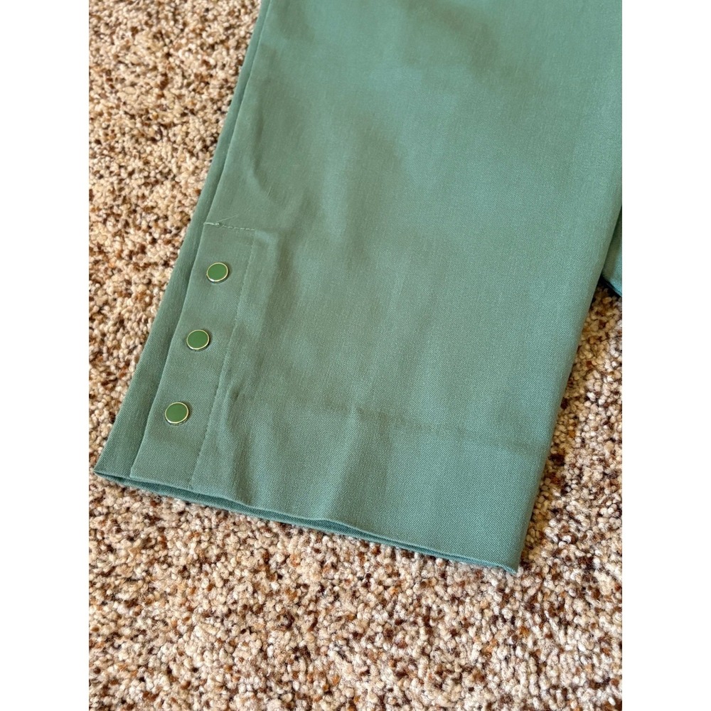 Chicos Women Ankle Pants Pull On Straight Size 2/12 Sage Green Button Hem Detail - Picture 11 of 14